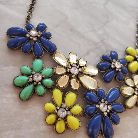 💐 J.Crew Retro Antique Flower Floral Rhinestone Crystal Pave Statement 💐 - Picture 10 of 16